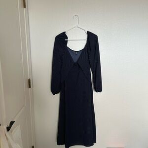 SHEIN Navy Polka Dot Long Sleeve Dress